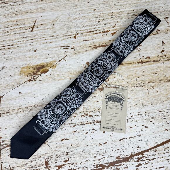 Cyberoptix Engine Rosette Necktie Slim Black NWT - Picture 1 of 7